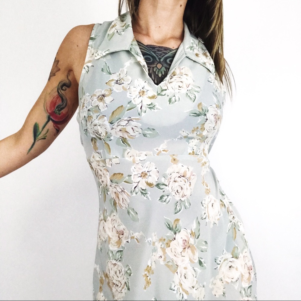 Vintage 90’s Sleeveless Botanical Maxi Dress | Size M